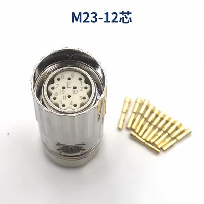 M23 Aviation Plug Servo Motor Connector with 12-Pin 17-Pin Silver Gold Plated Pin for Industrial Automation